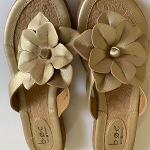 B.O.C. Born Gold Metallic Floral Sandals Size 7